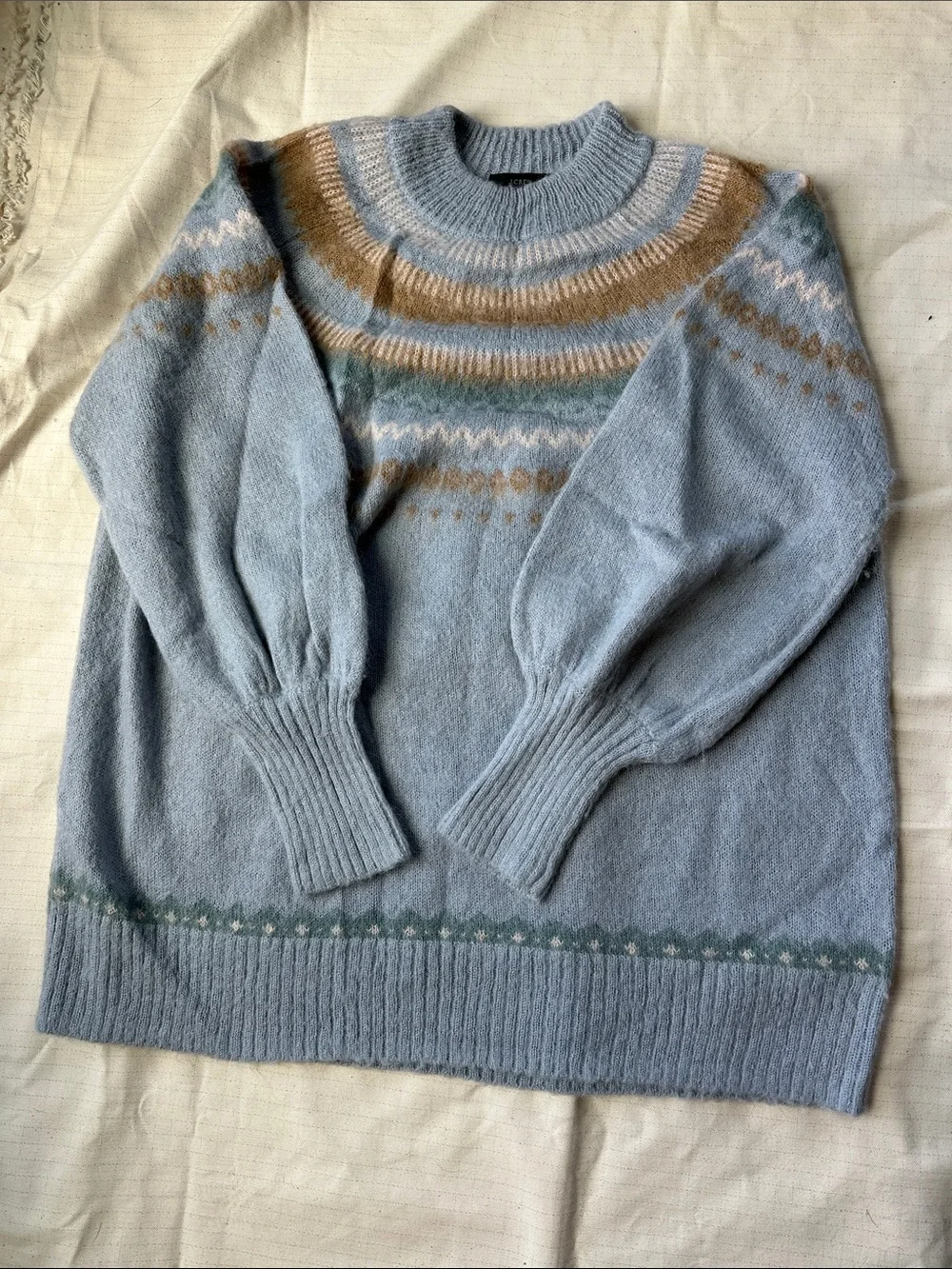 J. Crew Light Blue Nordic-Style Crewneck Sweater
